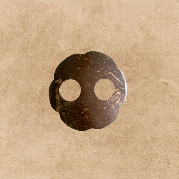 Close-up of coconut buckle showing natural texture and design