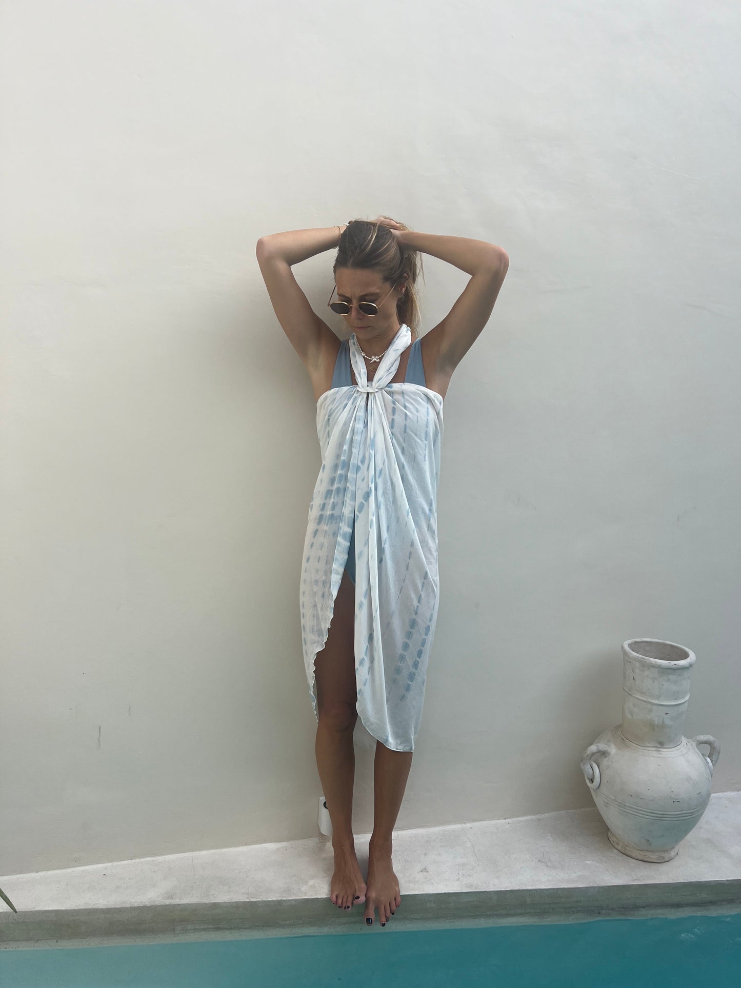 PALM Long Sarong - Blue Tie & Dye