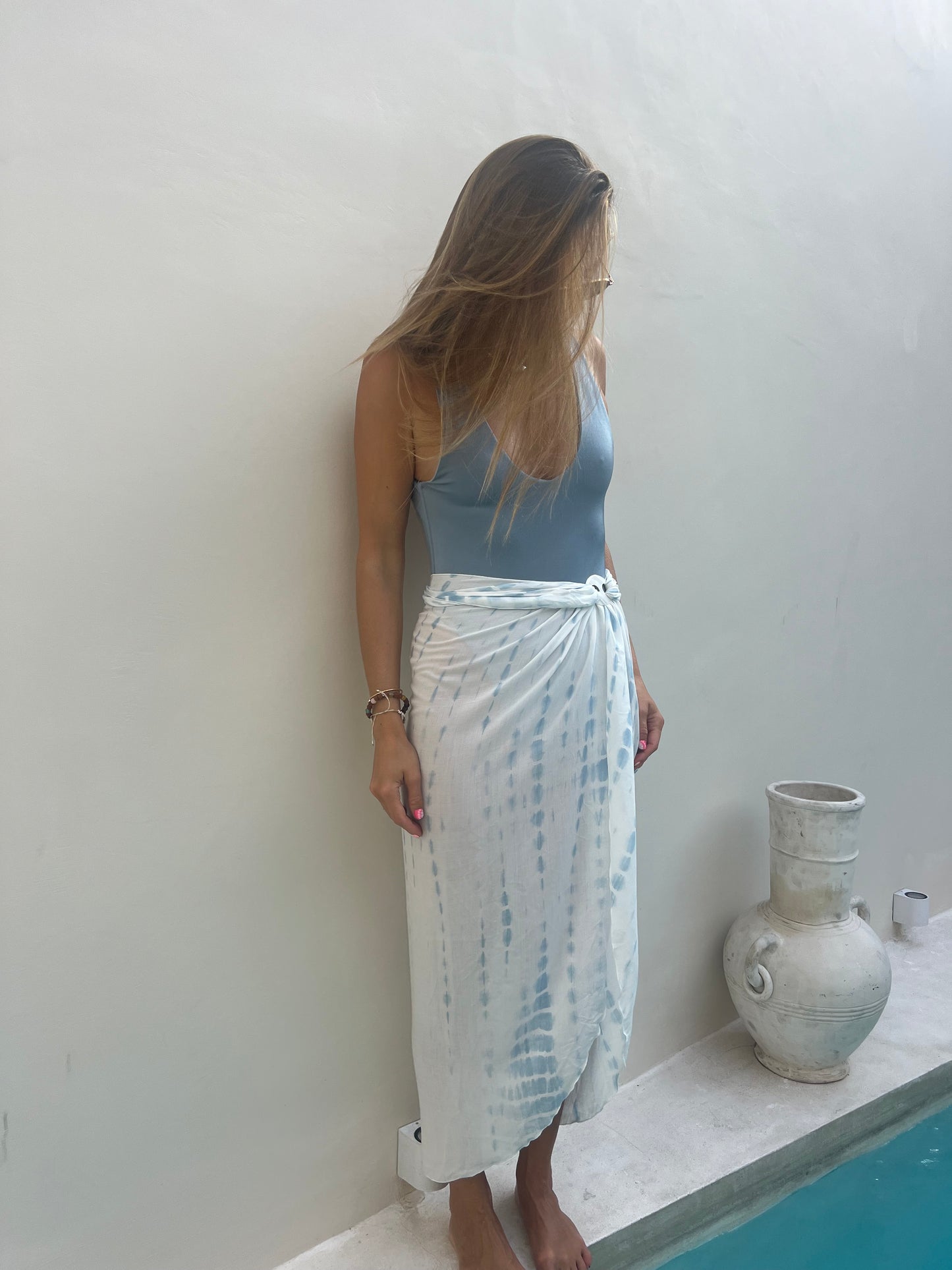 PALM Long Sarong - Blue Tie & Dye